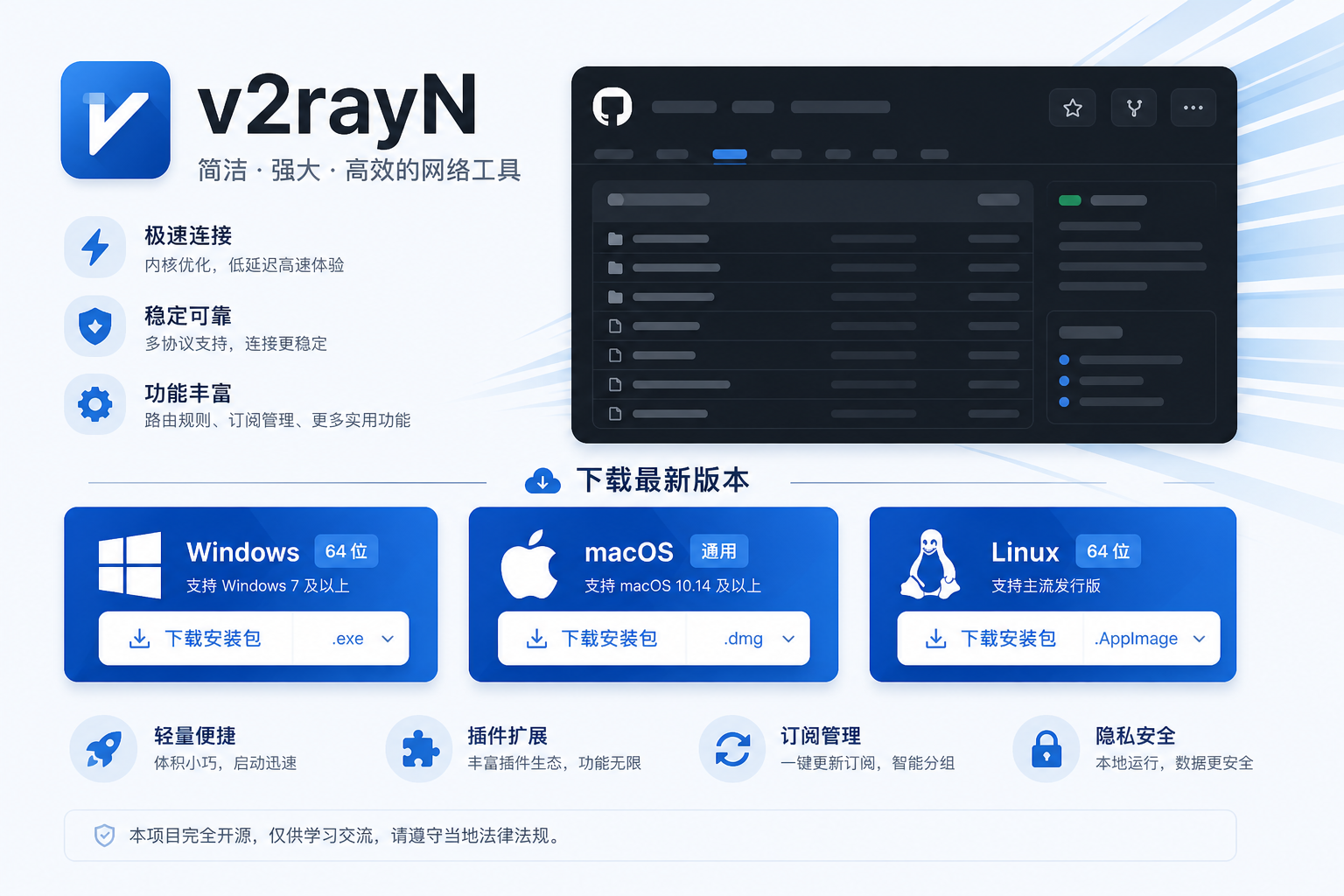 V2RayN GitHub下载主视觉展示